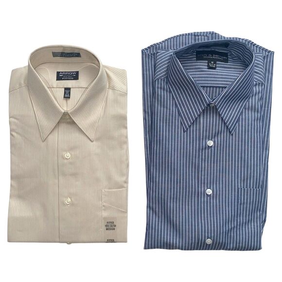 Arrow Croft & Barrow Dress Shirts Wrinkle Free Blue Gray Fitted Medium 15 32/33 - Picture 1 of 5
